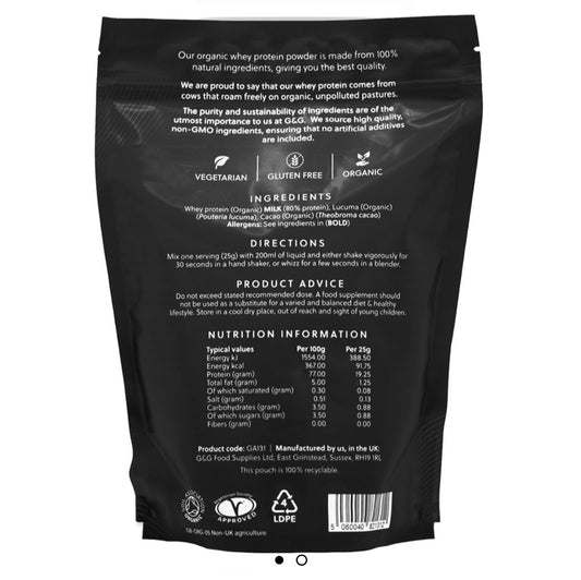 BBS - Total Whey - Organic Protein Powder - 500g Chocolate